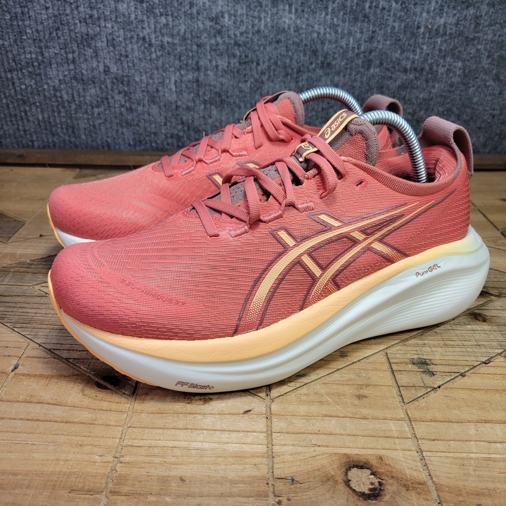 ASICS GEL-NIMBUS 27 Women's Size 9.5 'DARK PINK CLAY/ORANGE GLOW' Running Shoes - Picture 2 of 13
